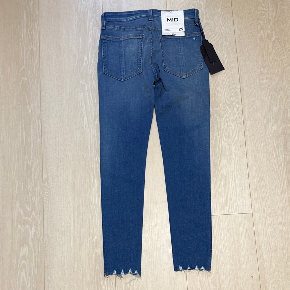 Rag & Bone Distressed Blue Mid-Rise Ankle Skinny Jeans NEW - Picture 10 of 12